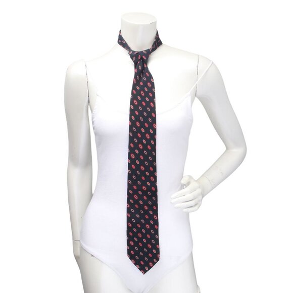 Harry Rosen 100% Silk Tie Navy Red Oval Pattern Designer Quality Made in Italy - Picture 3 of 6